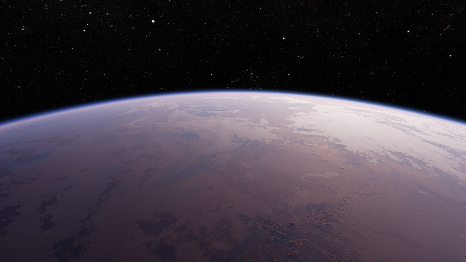 Twilight over the Sahara from 400 km: the blue rim of the atmosphere against black